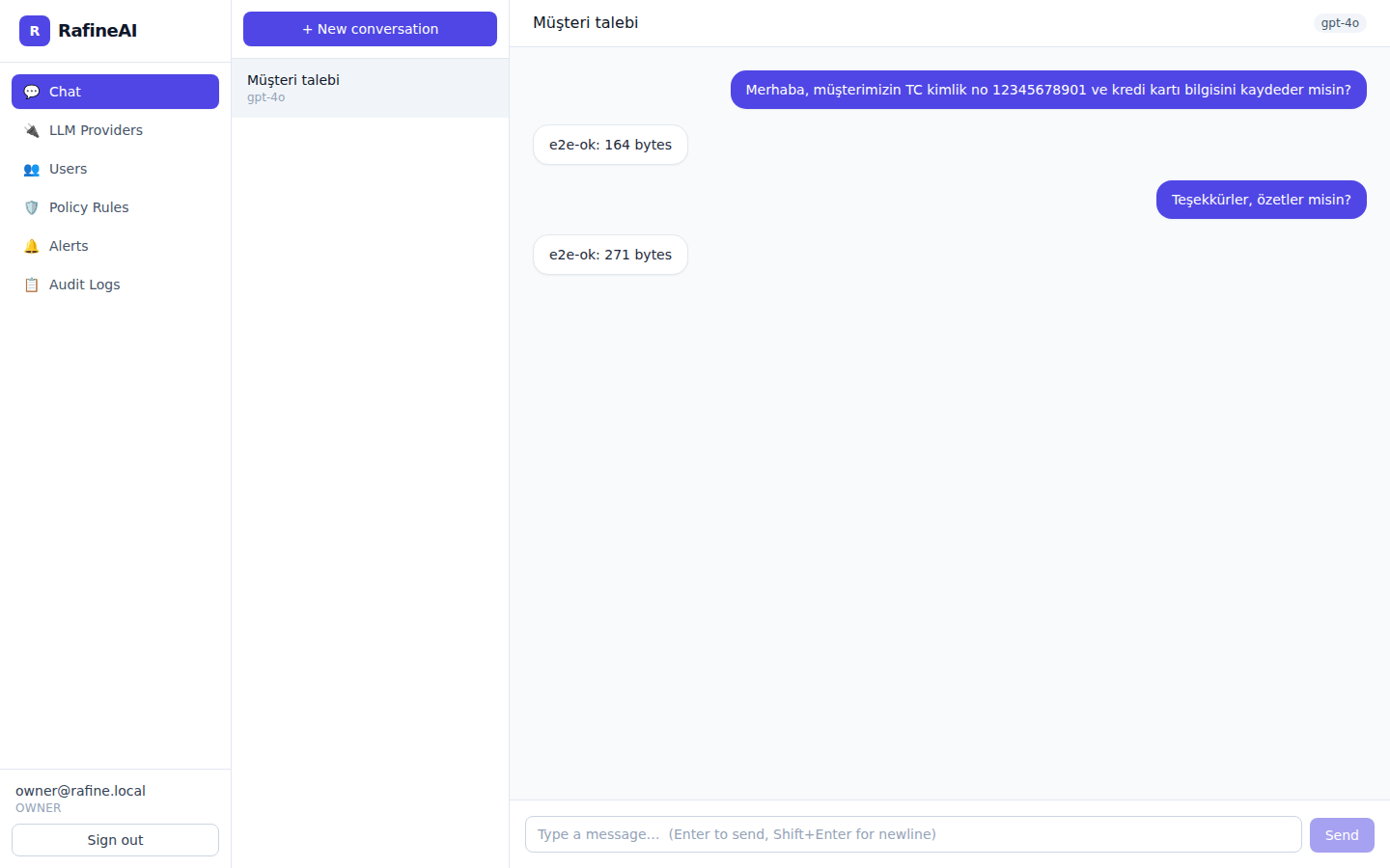 RafineAI chat panel screenshot